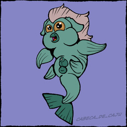 animal_genitalia anus balls brown_sclera feral fin genitals grey_pseudo_hair male male_feral monotone_body open_mouth pseudo_hair purple_background sheath simple_background smile solo tail tail_fin teal_body teal_fin text young young_feral young_male cabeca_de_caju casca_de_laranja fluffy_pony aquatic fluffy_pony_(species) mammal seafluff 1:1 2026 artist_name digital_media_(artwork) flat_colors hi_res