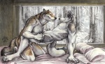 animal_genitalia animal_penis anthro balls bed bedroom canine_genitalia canine_penis clothing detailed_background duo eye_contact fully_sheathed furniture genitals inside looking_at_another male male/male on_bed penis penis_tip romantic romantic_ambiance romantic_couple sheath snow tail undressing winter blotch canid canine canis domestic_dog husky mammal nordic_sled_dog red_husky spitz wolf 2010