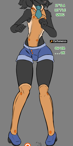 black_body black_fur bulge eyewear femboy fur male solo arashidrgn deltarune undertale_(series) ralsei bovid caprine darkner goat mammal 2019 absurd_res hi_res