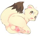 anus balls blush bodily_fluids brown_eyes cum cum_on_ground cum_on_own_penis cum_on_penis cum_on_self cum_string dipstick_tail feral fur genital_fluids genitals glistening glistening_genitalia glistening_penis looking_at_viewer looking_back looking_back_at_viewer lying male male_feral markings on_side open_mouth pawpads penis pink_anus pink_blush pink_inner_ear pink_mouth pink_nose pink_pawpads pink_penis simple_background solo sweat tail tail_markings tan_balls tan_body tan_ears tan_fur white_background kirichiiii koppa_(shiren_the_wanderer)