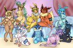 all_fours anthro big_breasts big_butt blep blush breasts butt clitoris collar curvy_figure female genitals group hair hand_on_breast heart_eyes heart_symbol hourglass_figure legband looking_at_viewer looking_back name_on_clothing nipples nude presenting presenting_hindquarters pussy raised_tail spread_legs spreading tail thick_thighs thigh_gap tongue tongue_out wide_hips anykoe nintendo pokemon eevee eeveelution espeon flareon generation_1_pokemon generation_2_pokemon generation_4_pokemon generation_6_pokemon glaceon jolteon leafeon pokemon_(species) sylveon umbreon vaporeon hi_res