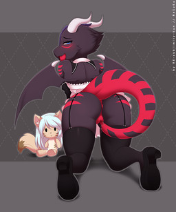 animal_genitalia anthro autopenetration biped blue_eyes blush bodily_fluids butt clothed clothing female footwear fur genital_fluids genitals high_heels horn legwear looking_at_viewer maid_uniform masturbation membrane_(anatomy) membranous_wings open_mouth penetration pumps shoes simple_background smile solo stockings tail tail_fetish tail_in_own_pussy tail_in_vagina tail_insertion tail_masturbation tail_play tongue uniform vaginal vaginal_fluids vaginal_masturbation vaginal_penetration vulva wings re-sublimity-kun mythology phyore dragon felid mammal mythological_creature mythological_scalie scalie 2017 5:6 digital_media_(artwork) male_(lore)