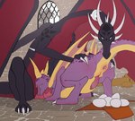 ambiguous_fluids anus butt claws crouching duo egg eyes_closed feral genitals hand_on_butt horn inside looking_at_another male male/male open_anus oviposition penis pregnant pregnant_feral pregnant_male sitting tail window wings dlrp99 activision mythology spyro_the_dragon cynder spyro dragon mythological_creature mythological_scalie scalie colored hi_res signature