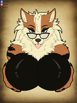 anthro arm_tattoo breasts female glass solo tattoo thick_thighs mikasifoxy1 nintendo pokemon emarcanine arcanine generation_1_pokemon pokemon_(species) absurd_res hi_res