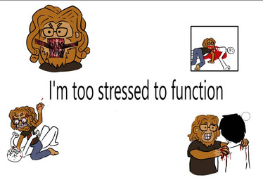 abuse angry anthro asphyxiation blood bodily_fluids cannibalism choking duo eyewear fight glasses hair long_hair male meme_pose sharp_teeth teeth flover_seed stick_figure_violence haplorhine mammal monkey primate meme