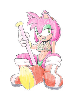anthro areola boots choker clothing crouching ear_piercing female fishnet_clothing fishnet_topwear footwear hammer jewelry makeup mascara necklace nipples open_mouth open_smile piercing piko_piko_hammer shoes simple_background sitting smile solo straddling thong tools topwear underwear white_background fourssss sega sonic_the_hedgehog_(series) amy_rose eulipotyphlan hedgehog mammal hi_res