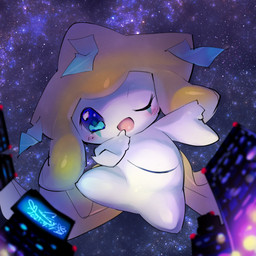 ambiguous_gender belly big_head blue_eyes blush building chibi city depth_of_field detailed_background featureless_crotch featureless_legs finger_to_mouth front_view levitation light looking_at_viewer looking_down low-angle_view macro midair night not_furry ofuda one_eye_closed open_mouth open_smile sky skyscraper smile solo star starry_sky talisman wink winking_at_viewer worm's-eye_view cotora nintendo pokemon generation_3_pokemon humanoid jirachi legendary_pokemon pokemon_(species) 1:1 2021 absurd_res hi_res lighting portrait