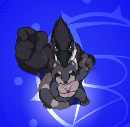 anthro big_tail bulge clothing duo eyebrows eyewear gesture glasses hand_gesture looking_at_viewer male male/male muscular muscular_anthro muscular_male nipples pointing pointing_at_viewer scarf size_difference slightly_chubby tail geno28 asian_mythology east_asian_mythology jojo's_bizarre_adventure mythology belgar zaffre avian canid canine mammal mythological_avian mythological_bird mythological_creature mythological_fenghuang mythological_firebird raccoon_dog tanuki meme signature