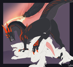 all_fours anal anal_penetration animal_genitalia anthro bioluminescence bodily_fluids climbing_on cum cum_in_ass cum_inside cumshot cutaway doggystyle duo ejaculation erection eyeless fangs feral from_behind_position fur genital_fluids genital_slit genitals glowing glowing_cum internal looking_at_another looking_at_partner looking_down male male/male male_penetrated male_penetrating male_penetrating_male nude open_mouth orgasm penetration penis pinned sex step_pose step_position tail tapering_penis teeth tongue tongue_out unusual_bodily_fluids unusual_cum unusual_genital_fluids cannibalistic_tendencies mythology ashkor athyn dinosaur dragon dromaeosaurid karo-amu mythological_creature mythological_scalie prehistoric_species reptile scalie theropod velociraptor 2018 absurd_res hi_res signature