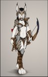 anthro arrow_(weapon) axe bow_(weapon) ear_piercing ear_ring female piercing ranged_weapon ring_piercing solo tribal weapon spectronic mira_(spectronic) felid feline lynx mammal hi_res