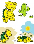 anthro cactus collar comic gaius_(argon_vile) guil_bunny_(artist) male plant red_eyes reptile scalie simple_background sun turtle wereturtle white_background yellow_body