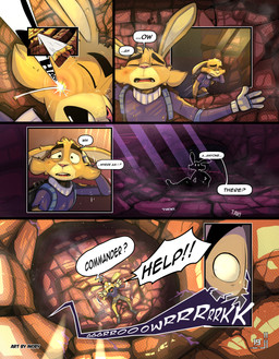 4_fingers anthro blue_clothing blue_topwear bruised bruised_face calling_for_help cavern cheek_tuft clothed clothing dialogue facial_tuft fingers fur green_eyes growling long_ears looking_up male offscreen_character on_ground scared screaming solo sound_effects speech_bubble text topwear torn_clothing tuft underground waking_up yellow_body yellow_fur inoby spacebunz stephan_(spacebunz) lagomorph leporid mammal rabbit 2025 absurd_res artist_name colored comic digital_drawing_(artwork) digital_media_(artwork) english_text hi_res