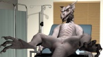 animal_genitalia anthro biped cloaca female flat_chested front_view genitals gynecological_chair hospital lying nude on_back patient presenting presenting_cloaca room_divider solo spread_legs spreading tail vertical_cloaca wooky mythology dragon mythological_creature mythological_scalie scalie 3d_(artwork) digital_media_(artwork) hi_res