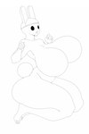 big_breasts breasts featureless_breasts female huge_breasts kneeling nude solo opqhlak animal_crossing nintendo coco_(animal_crossing) humanoid lagomorph leporid mammal rabbit 2:3 absurd_res hi_res monochrome