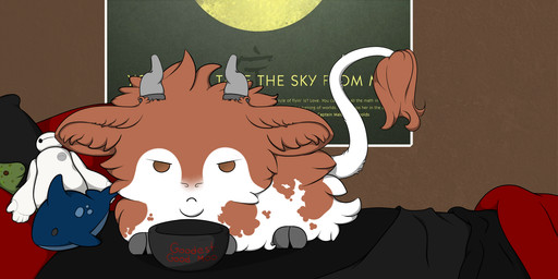 bed bedroom chibi furniture grumpy lying text girrandwar bovid bovine mammal 2:1 absurd_res english_text hi_res
