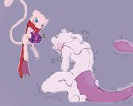 ambiguous_gender anthro blue_eyes blush bodily_fluids crying duo gift holidays scarf simple_background tail tears white_body itz_smi73 christmas nintendo pokemon generation_1_pokemon legendary_pokemon mew_(pokemon) mewtwo pokemon_(species) 5:4