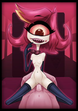 1_eye big_eyes black_border blonde_hair bodily_fluids border clothing erection eyelashes female female_on_human female_penetrated first_person_view genitals hair human_on_humanoid human_penetrating human_penetrating_female human_penetrating_humanoid human_pov humanoid_penetrated interspecies legwear male male/female male_on_humanoid male_penetrating male_penetrating_female male_penetrating_humanoid male_pov nipples not_furry nude open_mouth penetrating_pov penetration penile penile_penetration penis penis_in_vagina red_hair sex simple_background skinny skinny_female skinny_humanoid smile teeth toony vaginal vaginal_penetration vulva warlocke hazbin_hotel hellaverse niffty_(hazbin_hotel) cyclops demon human humanoid mammal absurd_res digital_media_(artwork) hi_res
