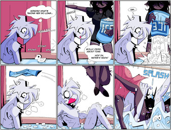 anthro antlers bathing bathing_together bathroom bathtub border breath brown_body brown_fur butt cannonball_dive cold dialogue duo female femboy fur hair hooves horn ice ice_bag ice_bath long_hair male male/female nude rubber_duck speech_bubble splash text thought_bubble white_body white_border white_fur xexeezy deltarune undertale undertale_(series) asriel_dreemurr dess_holiday everyman boss_monster_(undertale) bovid caprine deer goat mammal monster comic english_text