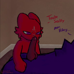 ambiguous_gender animal_genitalia animal_penis anthro bodily_fluids cheek_tuft cum dialogue duo facial_tuft fluffy fluffy_chest fluffy_ears fluffy_hair genital_fluids genitals hair knot knot_root knotted_penis leaking leaking_cum leaking_penis licking male male/ambiguous neck_tuft oral paws penile penis penis_lick sex sheath story_in_picture storytelling tongue tongue_out tuft juliofoolio1 chaz_barkley(bruce_bronze) riley_augestine(bruce_bronze) canid canine canis domestic_cat domestic_dog felid feline felis mammal hi_res