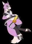 animal_genitalia animal_penis canine_genitalia canine_penis clothed clothing clothing_lift dipstick_tail genitals knot legwear maid_uniform male markings penis solo tail tail_markings thigh_highs tongue tongue_out uniform unusual_anatomy unusual_genitalia unusual_penis floppsies bandai_namco digimon fan_character yama_the_dorumon digimon_(species) dorumon x-digimon alpha_channel hi_res