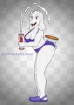 abstract_background anthro biped bra breasts cleavage clothed clothing curvy_figure dairy_products female flip_flops food footwear fur happy holding_object horn looking_at_viewer mature_anthro mature_female object_on_butt open_mouth panties parody pastry pie pose purple_bra purple_clothing purple_eyes purple_footwear purple_panties purple_underwear sandals shoes short_tail simple_background slightly_chubby slightly_chubby_anthro slightly_chubby_female solo standing tail underwear voluptuous voluptuous_female whipped_cream whipped_cream_can white_body white_fur retron64 crocs undertale undertale_(series) toriel boss_monster_(undertale) bovid caprine goat mammal 2024 absurd_res digital_media_(artwork) hi_res pinup portrait watermark