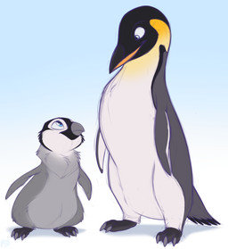 3_toes age_difference ambiguous_gender beak blue_eyes claws duo eye_contact feet feral fur grey_claws looking_at_another multicolored_body multicolored_fur nude paws short_tail simple_background size_difference smile smiling_at_another smiling_at_each_other standing tail toes young mimi-fox avian bird emperor_penguin penguin 2021 absurd_res colored colored_sketch digital_drawing_(artwork) digital_media_(artwork) flat_colors hi_res sketch