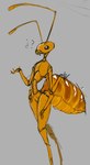 3_fingers 4_arms ambiguous_gender antennae_(anatomy) anthro arthropod_abdomen brown_chitin fingers multi_arm multi_limb nude question_mark simple_background skinny solo pokast ant arthropod hymenopteran insect