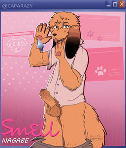 anthro balls bottomwear bottomwear_down clothed clothing erection foreskin genitals humanoid_genitalia humanoid_penis male pants pants_down partially_clothed penis pubes shirt solo tongue tongue_out topwear underwear dumestlion22 smell_(mucknagabe) noi_(mucknagabe) canid canine mammal absurd_res hi_res
