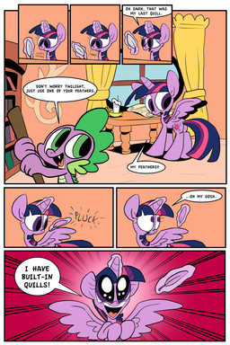 2014 bookshelf broom candle candlestick comic curtains cutie_mark desk dialog dragon english_text equine fangs feather female friendship_is_magic fur glowing green_eyes hair horn joeywaggoner levitation magic male mammal multi-colored_hair my_little_pony paper purple_eyes purple_fur purple_hair purple_scales quill scroll sparkles spike_(mlp) text twilight_sparkle_(mlp) window winged_unicorn wings
Rating: Safe
Score: 21
User: 2DUK
Date: March 26, 2014