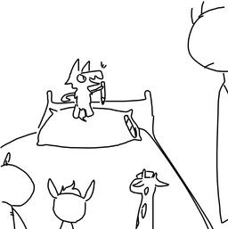bed clothed clothing female furniture male pencil_(object) plushie simple_background the_weaver toybox_pals anon colt_(weaver) mr._wolf_(toybox_pals) nurse_giraffe_(toybox_pals) princess_hippo_(toybox_pals) canid canine canis common_hippopotamus equid equine giraffe giraffid hippopotamid horse human mammal wolf black_and_white comic monochrome