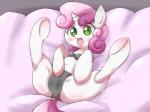 2014 blush bra camel_toe cub equine female feral friendship_is_magic fur green_eyes hair happy hooves horn legs_up loli lying mammal my_little_pony navel on_back open_mouth raibo solo spread_legs spreading sweetie_belle_(mlp) two_tone_hair underwear unicorn white_fur young
Rating: Explicit
Score: 9
User: lemongrab
Date: April 03, 2014