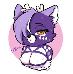 anthro antlers breasts cleavage clothed clothing eyeshadow female hair heart_symbol hooves horn makeup nails solo spots text amasawa83 komurasaki_tsukushi deer mammal digital_media_(artwork) hi_res japanese_text