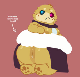 anthro anus balls big_butt butt clothed clothing collar fangs fluffy foreskin freckles fur genitals glistening glistening_body grower heterochromia lube_drip male moobs navel overweight partially_clothed pawpads penis solo sphere_hands teeth underbite yellow_body yellow_fur nutpillow prince_glibbon_(nutpillow) alien 3d_(artwork) digital_media_(artwork) hi_res