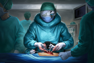 3_fingers 4_arms 4_fingers anthro blood blood_on_hand blue_eyes bodily_fluids clothing electronics eye_patch eyewear eyewear_on_head female fingers gloves group handwear latex latex_clothing latex_gloves latex_handwear loupe mask medical_instrument missing_eye monitor multi_arm multi_limb open_wound operating_room scalpel scientific_instrument scrubs solo_focus surgeon surgical_gown surgical_instrument surgical_mask surgical_operation sadnicole background_character eris_voltia-softcoat arthropod human insect lepidopteran mammal moth 3:2 hi_res