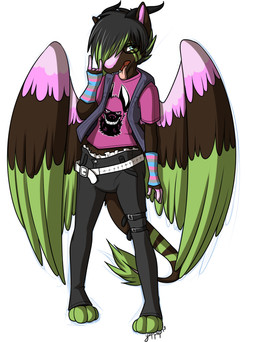 4_toes 5_fingers anthro belt biped bottomwear clean_diaper clothed clothing diaper diaper_peekage diaper_under_clothing digitigrade fangs feathers feet fingers fur hair humanoid_hands jacket male pants shirt simple_background solo standing tail teeth toes tongue tongue_out topwear wearing_diaper white_background wings unknown_artist unknown_artist_signature mythology twixxel_minty angel_dragon dragon mythological_creature mythological_scalie scalie 2018 signature source_request