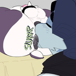 accessory alternative_fashion anal anthro balls big_butt blue_hair blush blush_lines bottom_heavy butt cheek_tuft cock_ring dreadlocks duo erection eyes_closed facial_tuft femboy fur genitals hair huge_butt humanoid_genitalia humanoid_penis jewelry male male/male multicolored_body multicolored_fur oral pear-shaped_figure penis penis_accessory penis_jewelry perineum punk purple_body purple_fur rimming rimming_male sex sound_effects spiked_cock_ring spikes text thick_thighs tongue tongue_out tuft two_tone_body two_tone_fur white_body white_fur wide_hips evilcrispicular crispy_(evilcrispicular) rysoka bear canid canine canis domestic_dog giant_panda mammal 1:1 english_text hi_res