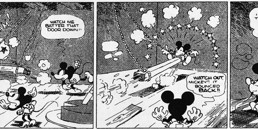 4_fingers anthro bottomwear cheese clothed clothing dairy_products dialogue duo female fingers food footwear gloves handwear high_heels male open_mouth pants shoes skirt tail text floyd_gottfredson walt_disney_(artist) disney public_domain mickey_mouse minnie_mouse mammal mouse murid murine rodent 1930 20th_century absurd_res ancient_art black_and_white comic dated english_text hi_res long_image monochrome signature wide_image