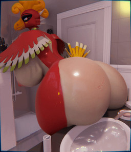 anthro big_breasts big_butt breasts bubble_butt butt curvy_figure feathers female glistening glistening_body glistening_butt huge_butt huge_hips nipples red_body shaking_butt sink small_waist solo thick_thighs twerking voluptuous voluptuous_anthro voluptuous_female water wide_hips xlkev nintendo pokemon generation_2_pokemon ho-oh legendary_pokemon pokemon_(species) 3d_(artwork) 3d_animation animated digital_media_(artwork) loop low_res