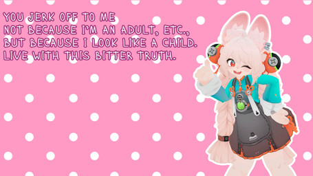 ahoge anthro braided_hair buckteeth claws clothing dialogue dotted_background dress ear_piercing ear_ring eyelashes female gesture hair hand_gesture inner_ear_fluff long_hair looking_at_viewer one_eye_closed open_mouth open_smile pattern_background pedophilia_humiliation piercing pigtails pink_background pink_body pink_claws pink_hair raised_finger raised_index_finger red_eyes ring_piercing simple_background smile smiling_at_viewer solo talking_to_viewer teeth text tuft twin_braids wink winking_at_viewer young young_anthro young_female zelyonka mihoyo zenless_zone_zero zhao_(zenless_zone_zero) lagomorph leporid mammal rabbit thiren 16:9 2026 3d_(artwork) 4k absurd_res digital_media_(artwork) english_text hi_res source_filmmaker_(artwork) widescreen adult_(lore)