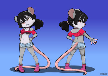 amber_eyes annoyed anthro black_hair blue_background boots bottomwear bra clothed clothed_anthro clothed_female clothing crop_top dreadlocks exposure_variation female female_anthro footwear fur gradient_background grey_body grey_fur hair hotpants loli midriff multicolored_body multicolored_fur multiple_poses navel open_bottomwear open_clothing open_shorts pigeon_toed pink_nose pink_tail ponytail pose purple_bra purple_clothing purple_underwear shirt shoes shorts simple_background skimpy solo tail topwear two_tone_body two_tone_fur underwear young young_anthro young_female h1draw american_opossum mammal marsupial virginia_opossum absurd_res hi_res model_sheet watermark