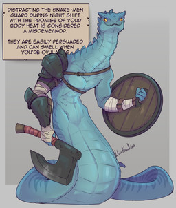 abs anthro apode armor biped clothed clothed_anthro clothed_male clothing countershade_torso countershading fingers front_view legless looking_at_viewer male muscular muscular_anthro muscular_male navel pecs scales serpentine smile solo standing tail teeth text weapon lluisabadias draconcopode naga reptile scalie snake 2026 absurd_res digital_drawing_(artwork) digital_media_(artwork) english_text hi_res