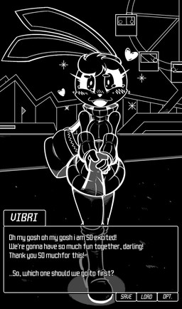amusement_ride anthro big_breasts biped boots breasts clothed clothing dating_sim detailed_background dress duo eyelashes female ferris_wheel fingers first_person_view flag footwear front_view fully_clothed gameplay_mechanics hand_holding heart_symbol mostly_offscreen_character open_mouth open_smile plantigrade purse shoes sleeveless_sweater smile smiling_at_viewer solo solo_focus sparkles standing sweater sweater_dress talking_to_viewer text text_box topwear turtleneck wrist_warmers raykichishadow vib-ribbon background_character vibri lagomorph leporid mammal rabbit 2026 english_text full-length_portrait line_art monochrome portrait