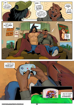 anthro arm_around_shoulders bottomwear clothed clothing controller dialogue drugs duo eyewear furniture game_controller game_poster gaming gaming_console gaming_controller gaming_room glasses green_clothing green_hat green_headwear hair hair_over_eye hat headgear headwear long_hair male marijuana muscular muscular_anthro muscular_male on_sofa playing_video_game profanity shirtless shirtless_male shorts shorts_only sitting sitting_on_sofa smoking smoking_marijuana sofa speech_bubble spread_legs spreading text topless traffic_sign video_game_console wearing_glasses purplebirdman ricky_(purplebirdman) tony_(purplebirdman) bear equid equine horse mammal comic english_text