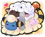 =w= ambiguous_gender blush daww duo feral fur heart_nose heart_symbol sleeping white_body white_fur white_wool wool_(fur) yellow_body yellow_fur yellow_wool conditional_dnp ikitsunyan nintendo pokemon bovid caprine generation_2_pokemon generation_8_pokemon mammal mareep pokemon_(species) wooloo 2019 digital_media_(artwork)