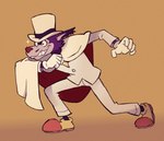 anthro bottomwear cape clothed clothing evil_grin facial_hair footwear fur gloves grin handwear hat headgear headwear male mustache pants pose purple_body purple_fur shoes smile solo sparkles suit top_hat rollinrabbit sherlock_hound_(series) moriarty_(sherlock_hound) canid canine canis mammal wolf 2023