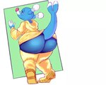 anthro big_butt butt clothing female shy solo carafalsa nintendo pokemon brionne generation_7_pokemon pokemon_(species) 5:4