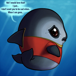 ambiguous_gender chibi clothing dark_eyes dialogue feral fin looking_at_viewer looking_back rear_view sad solo speech_bubble text underwater water badday_(artist) aquatic cetacean mammal marine_mammal porpoise toothed_whale vaquita 1:1 english_text