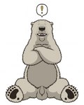 anthro balls black_nose bodily_fluids exclamation_point flaccid genitals male penis simple_background sitting slightly_chubby solo sweat white_background dakota-bear bear mammal polar_bear ursine 2017 4:5 archived_source hi_res