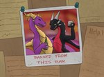 alcohol beer beverage black_body bottle container duo female feral glass green_eyes horn male multi_horn paper photo purple_body scribbles text wings apollyondragon activision mythology spyro_the_dragon cynder spyro dragon mythological_creature mythological_scalie scalie 2023 digital_drawing_(artwork) digital_media_(artwork) english_text signature