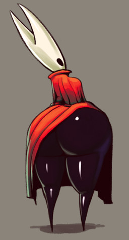 big_butt black_body black_eyes breasts butt cloak clothing female grey_background huge_butt looking_at_viewer looking_back looking_back_at_viewer no_pupils not_furry rear_view red_cloak red_clothing simple_background solo thick_thighs white_head oveja-tactica hollow_knight_(franchise) team_cherry hornet_(hollow_knight) animal_humanoid arachnid arachnid_humanoid arthropod arthropod_humanoid humanoid 2025 colored digital_media_(artwork) shaded